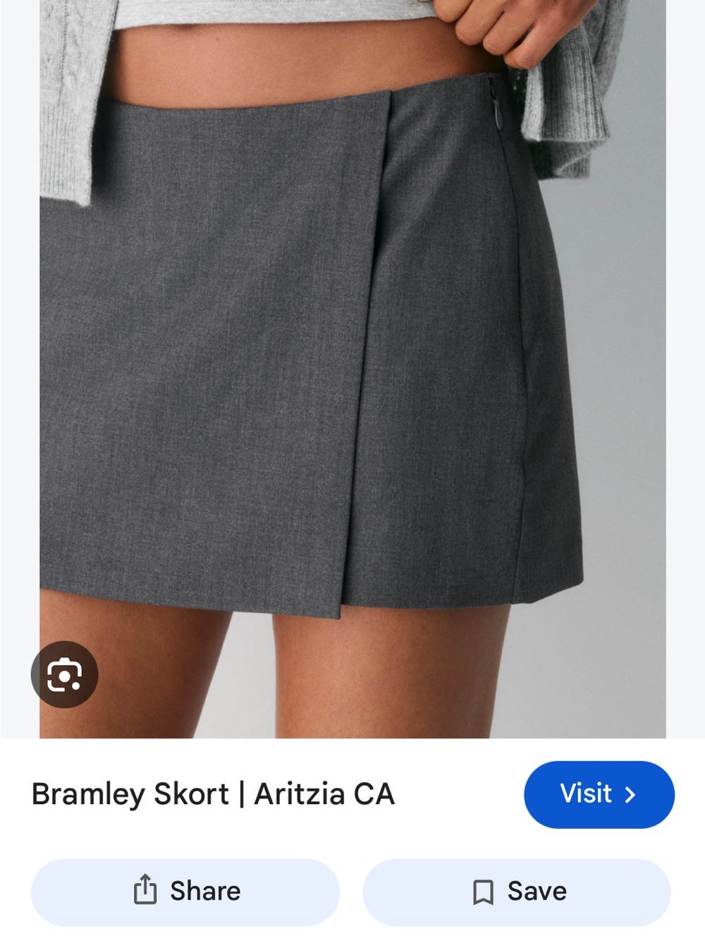 Aritzia Gray Wrap-Front Skort